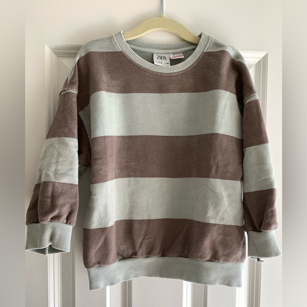 Zara Unisex Kids EUC 2-3T Striped Sweatshirt